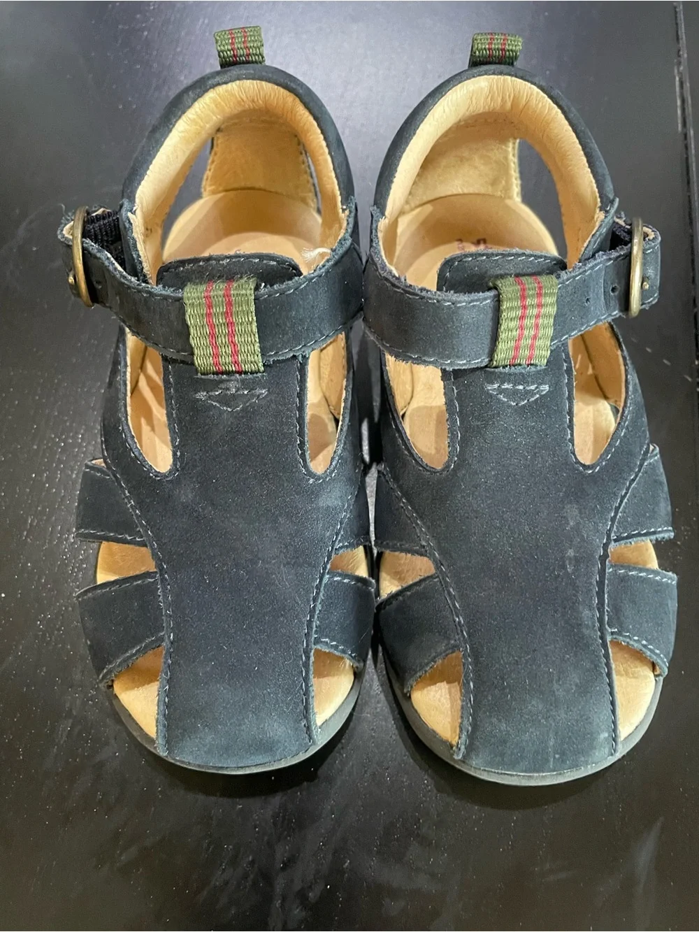 Stride rite Kids Navy suede Sandals Adj Strap walkers fisherman shoes sz 8W